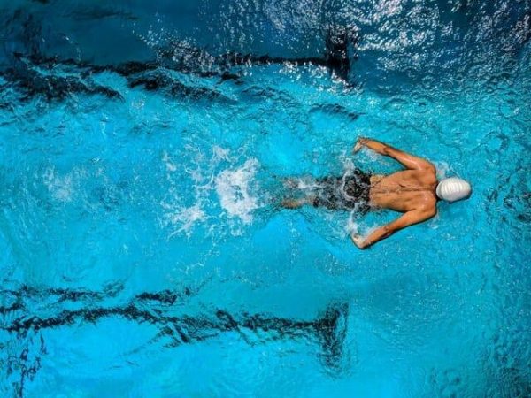 Delfin Schwimmer im Schwimmbad